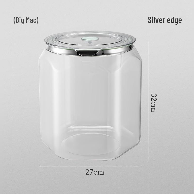 Food-Grade Transparent Storage Jar - Thickened, Moisture & Dust-Proof, Fresh-Keeping Kitchen Grain Container.