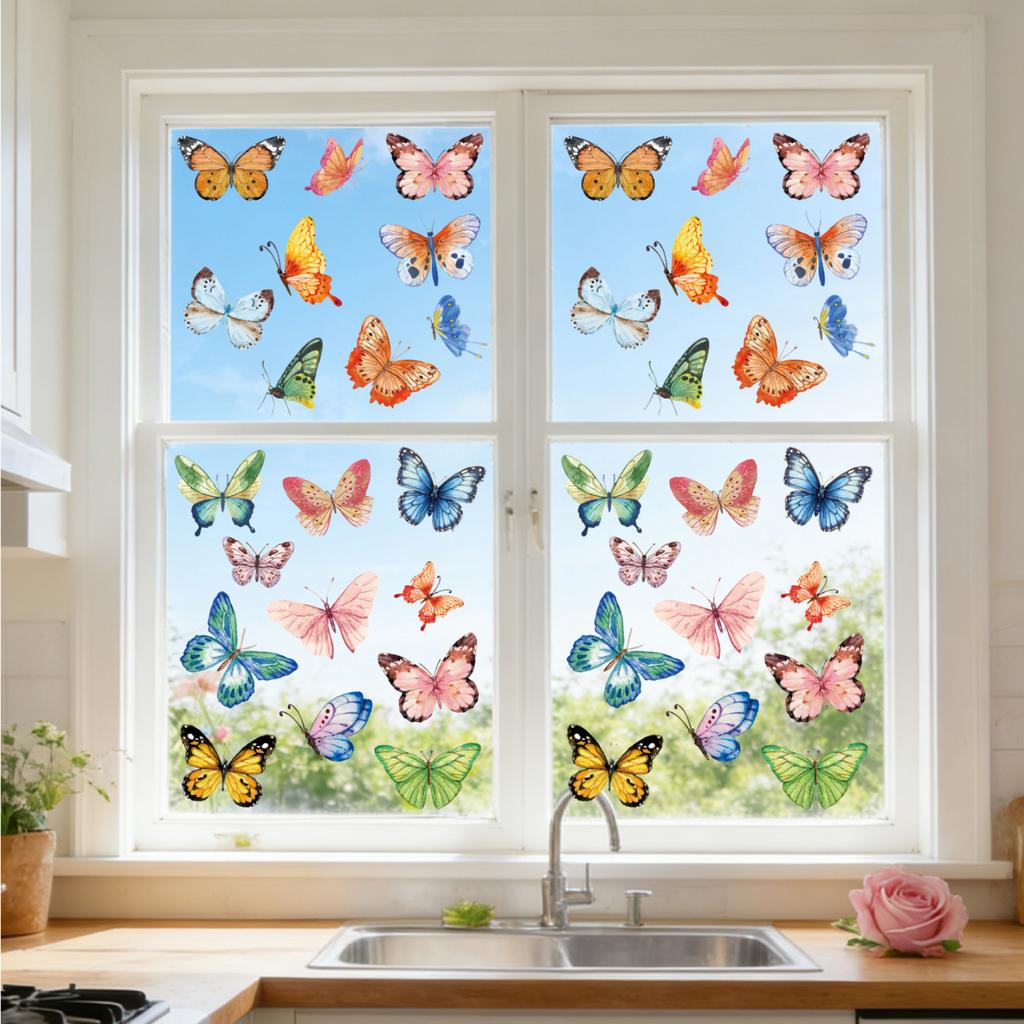 Butterfly Window Clings, Static Glass Window Decals for Bedroom Living Room Home Decor