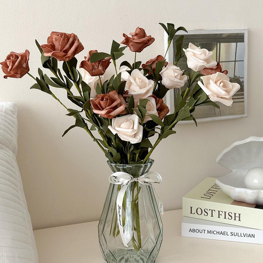 Windflower Hand Bouquet: Retro French Rose Dried Artificial Flowers In Paper Bag for Decoration & Photo Props