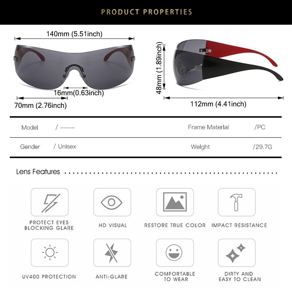 Trendy Y2k Sunglasses Women &Men Rimless Wrap -Around Sunglasses Futuristic One Piece Shades Fashion Hip Hop Sun Glasses