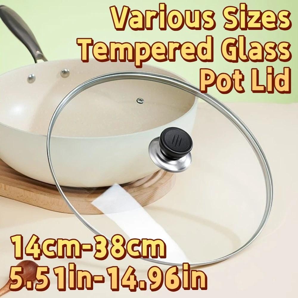 Universal Vertical Pan Lid 14-38cm/6-15in Visible Wok Cover Tempered Glass Pot Lid Dish