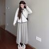 Glutinous rice culottes autumn and winter swinging wide-leg pants women's elastic waist loose and thin small casual glutinous rice pants
