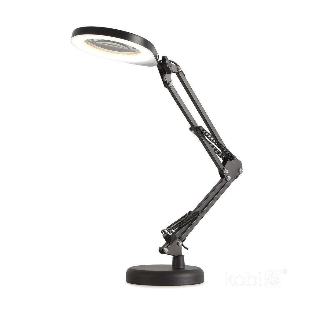 LED Desk Lamp 10W 3CCT Black with Magnifying Glass, Dimmer and Light Color Adjustment