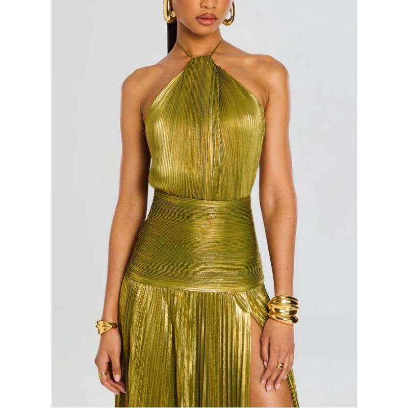 Luxuriöses Damen-Korsett Party-Cocktailkleid Sexy Schulterfrei Träger Falten Schlitz Gast Promi Langes Kleid Promi-Ballkleid