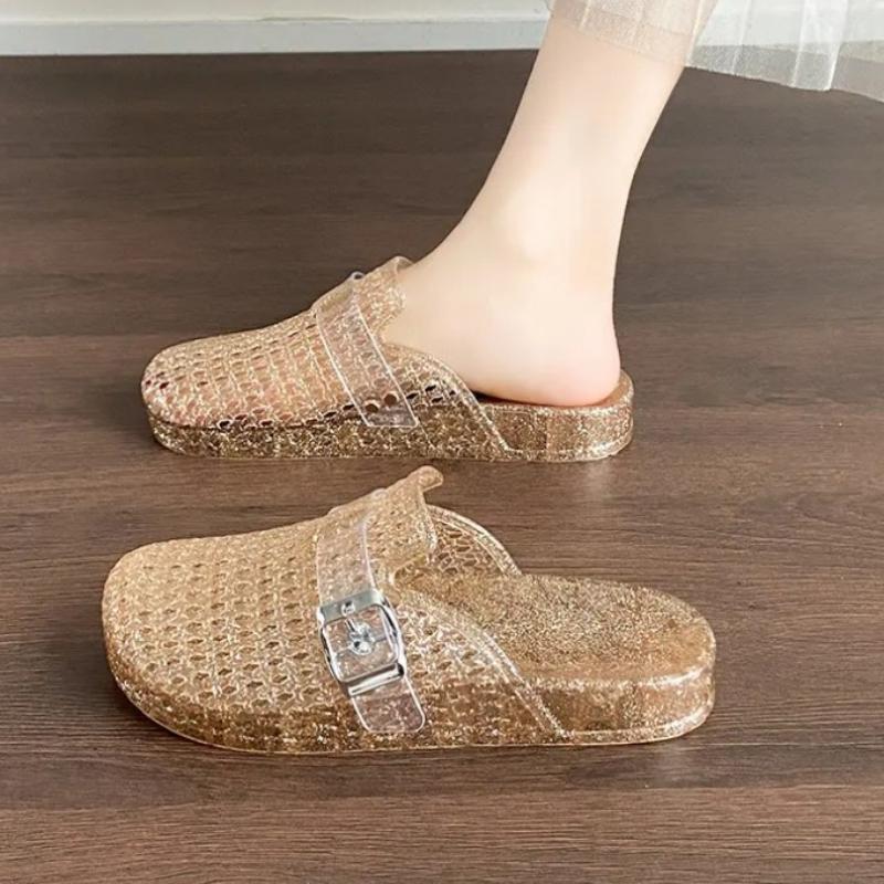 Crystal Slippers Women s Flat Outdoor Slippers Women s Solid Color Home Slippers Colorful Beach Sandals 36 золотой