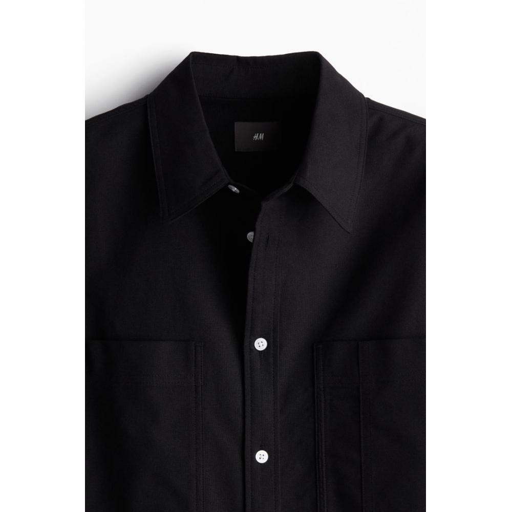 H M Loose Fit Oxford sHirt Black