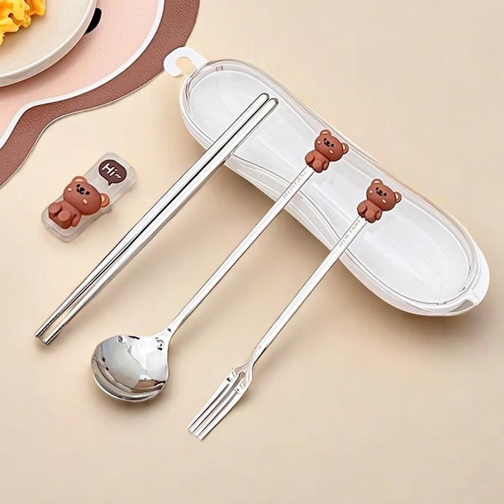 New Portable Cute Dinnerware Sets 316 Stainless Steel Fork Spoon Chopstick Set With Cutlery Box Reusable Tableware Set