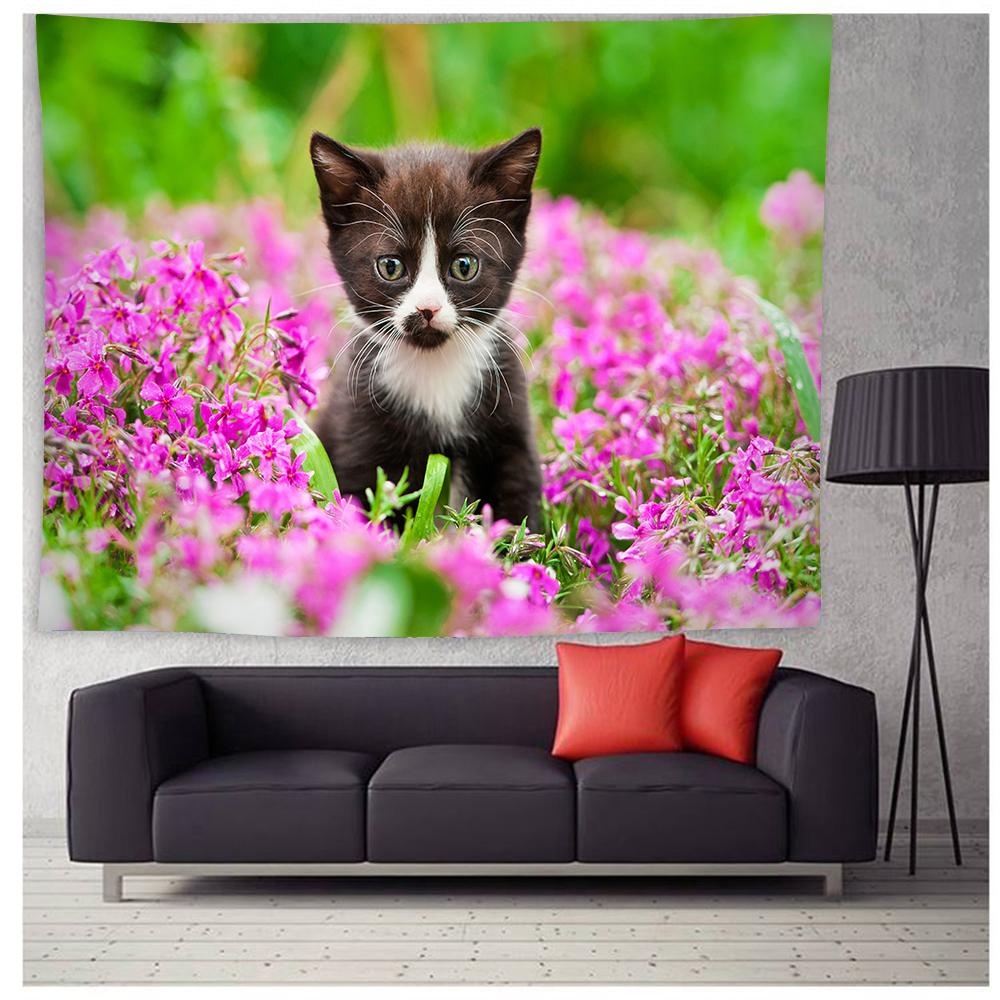 Kedi duvar halısı Peyzaj Goblen Duvar Asılı Trippy Duvar Sanat Goblen Yatak Odası Oturma Odası Ev Dekor için