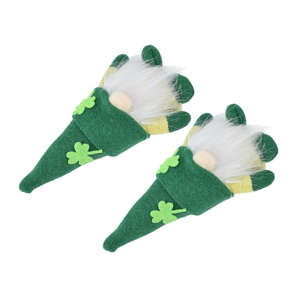 2 Stück Zwergenpuppe Handgefertigt Niedlich Gesichtslos Grüner Hut St. St. Patrick's Day Ornament Plüsch Zwergpuppe für Sofa Esstisch(Männer