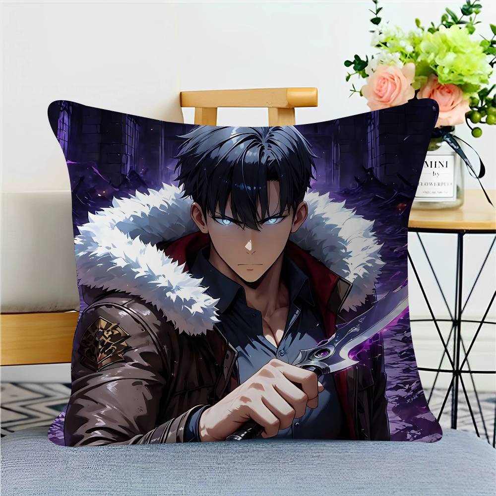 

Anime S-Solo-Leveling Cushion Cover Pillow Cover Decor Pillowcase Printed Cushion Case For Couch 16x16Inch