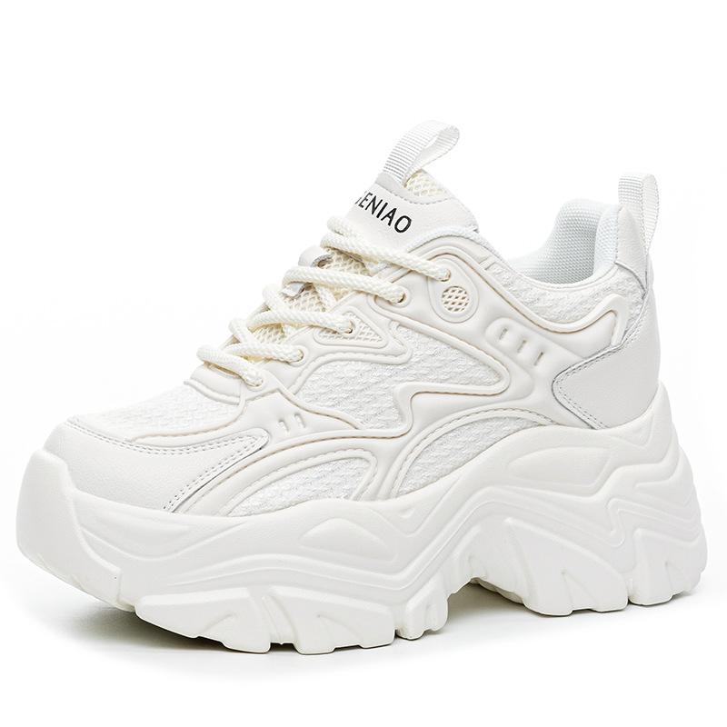 Inner Heightening Women's Shoes 8cm New Breathable Dad Shoes Platform Mesh Small Sports Casual Shoes Women A8685