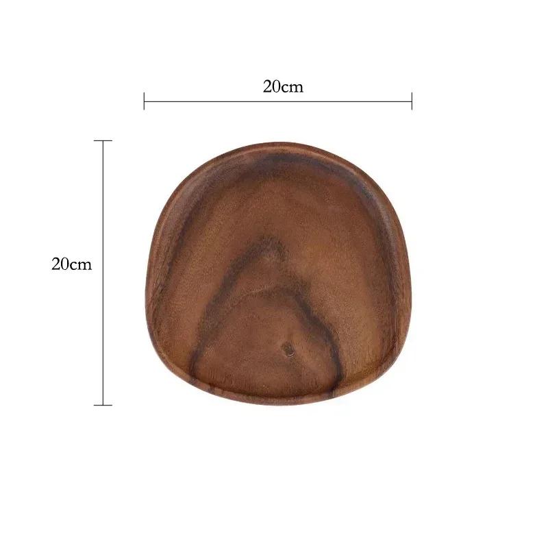 Wooden Plate Serving Tray Dishes Acacia Wood Dessert Snack Food Plate Appetizer Fruit Cake Plate Wooden Tray Kitchen Tableware