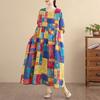 New Floral Maxi Dress Plus Size Women Oversize Vintage Long Sleeve Spring Loose Basic Long Dress