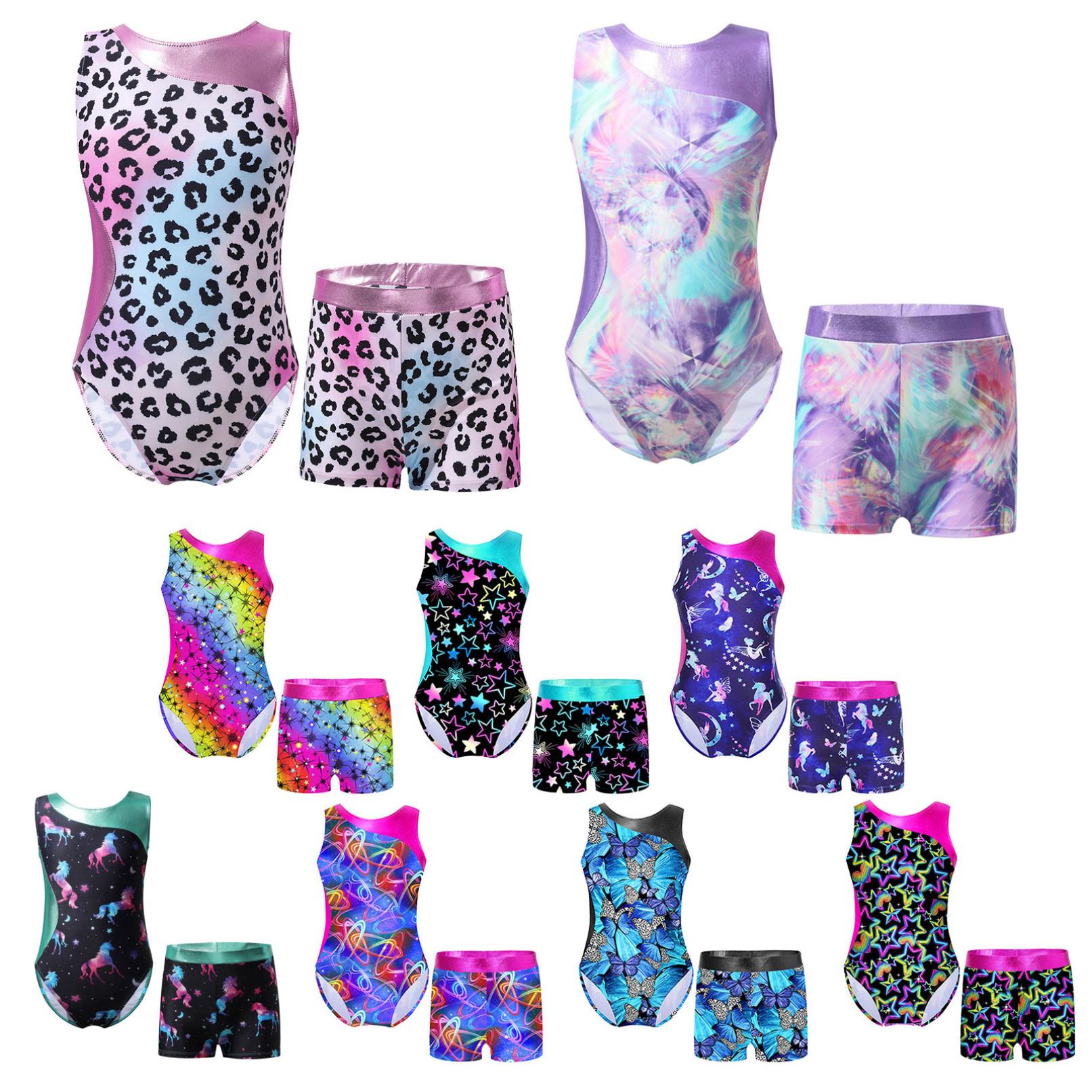 

Дитяче гімнастичне боді без рукавів для балетного танцю та шортів для дівчаток 5-6 Years темно-синього кольору