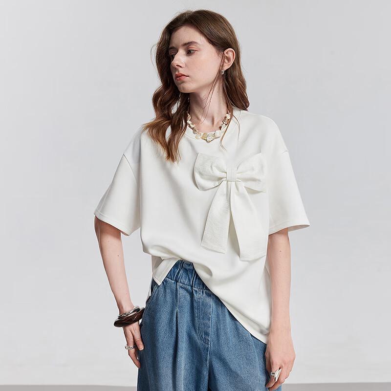 Chuyu Women's 2025 Summer Oversized Bowknot T-Shirt