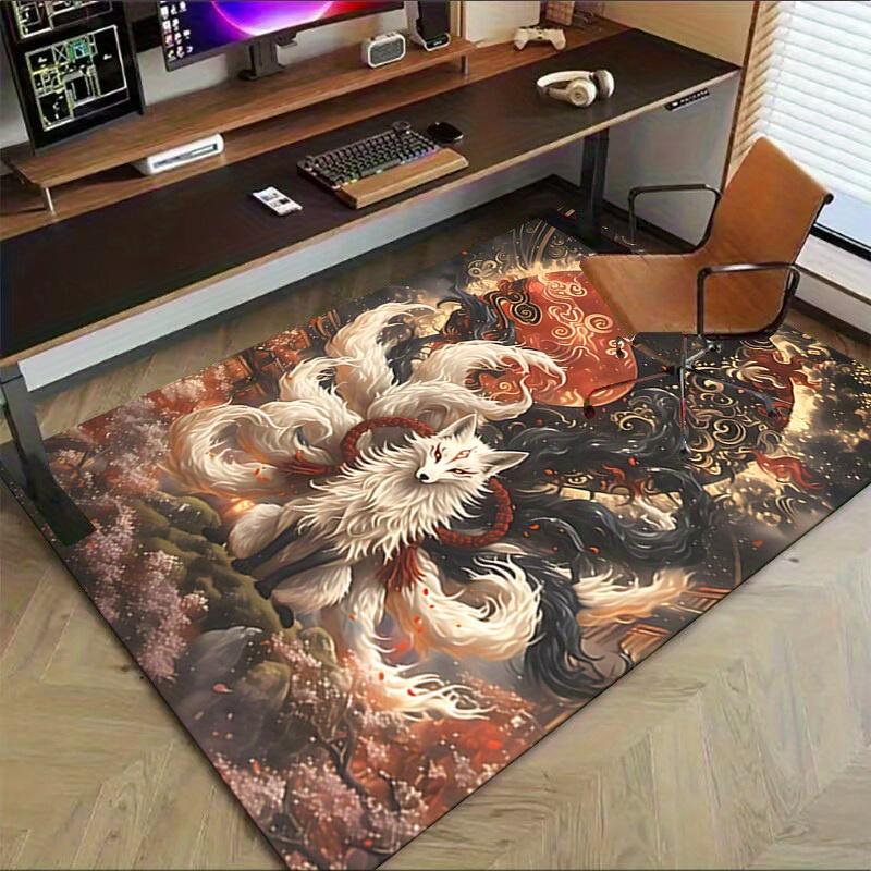 1pc Yin-Yang Fox Themed Rug for Home Decor, Non-slip Office Carpet, Chair mat, Outdoor Mat, Christmas and Halloween gifts-0731037