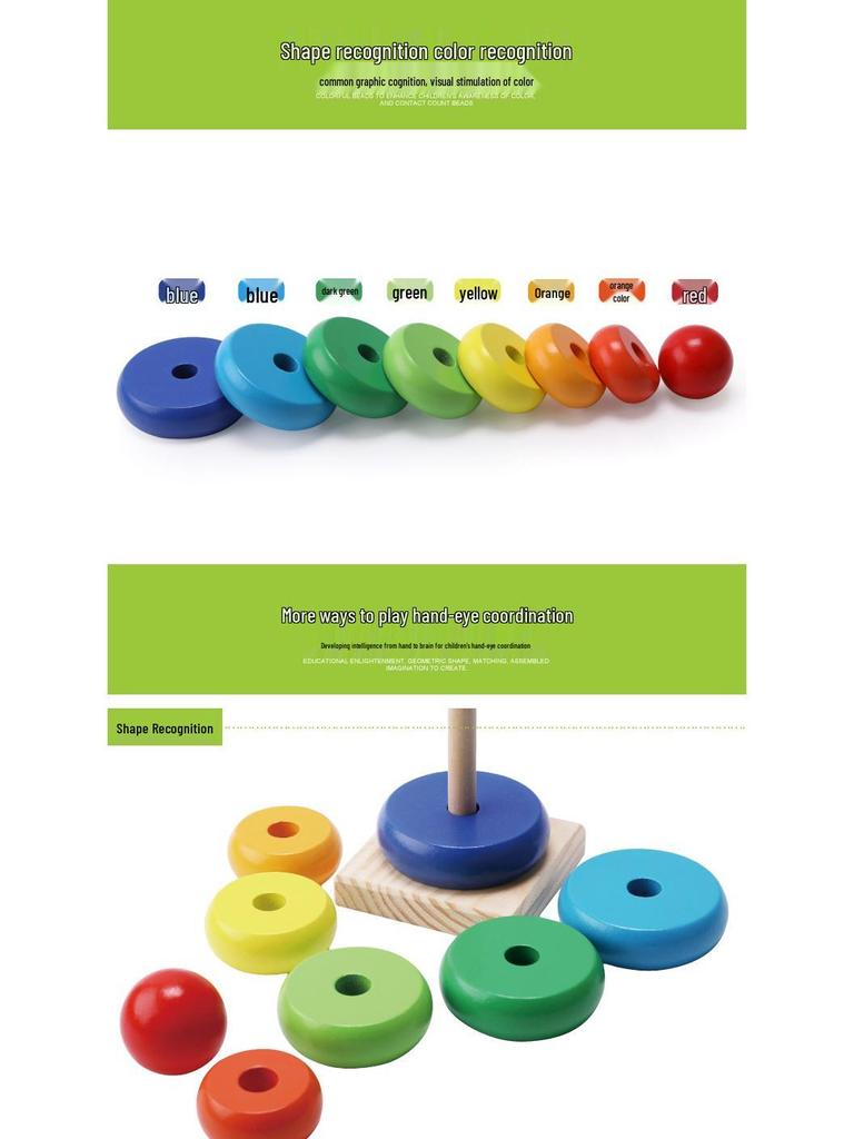 Rainbow Wooden Ring Toss & Stacking Toy for Toddlers (Ages 1-3)