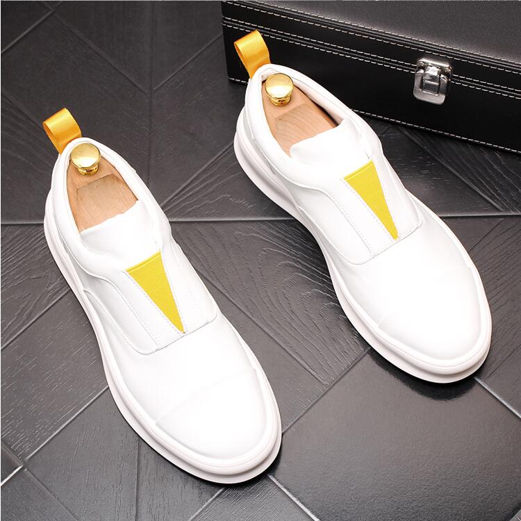 

Модные белые туфли в британском стиле для мужчин, модная уличная обувь на плоской подошве, туфли на платформе, дышащие мокасины из натуральной кожи, городские кроссовки для мальчиков 9 жёлтый