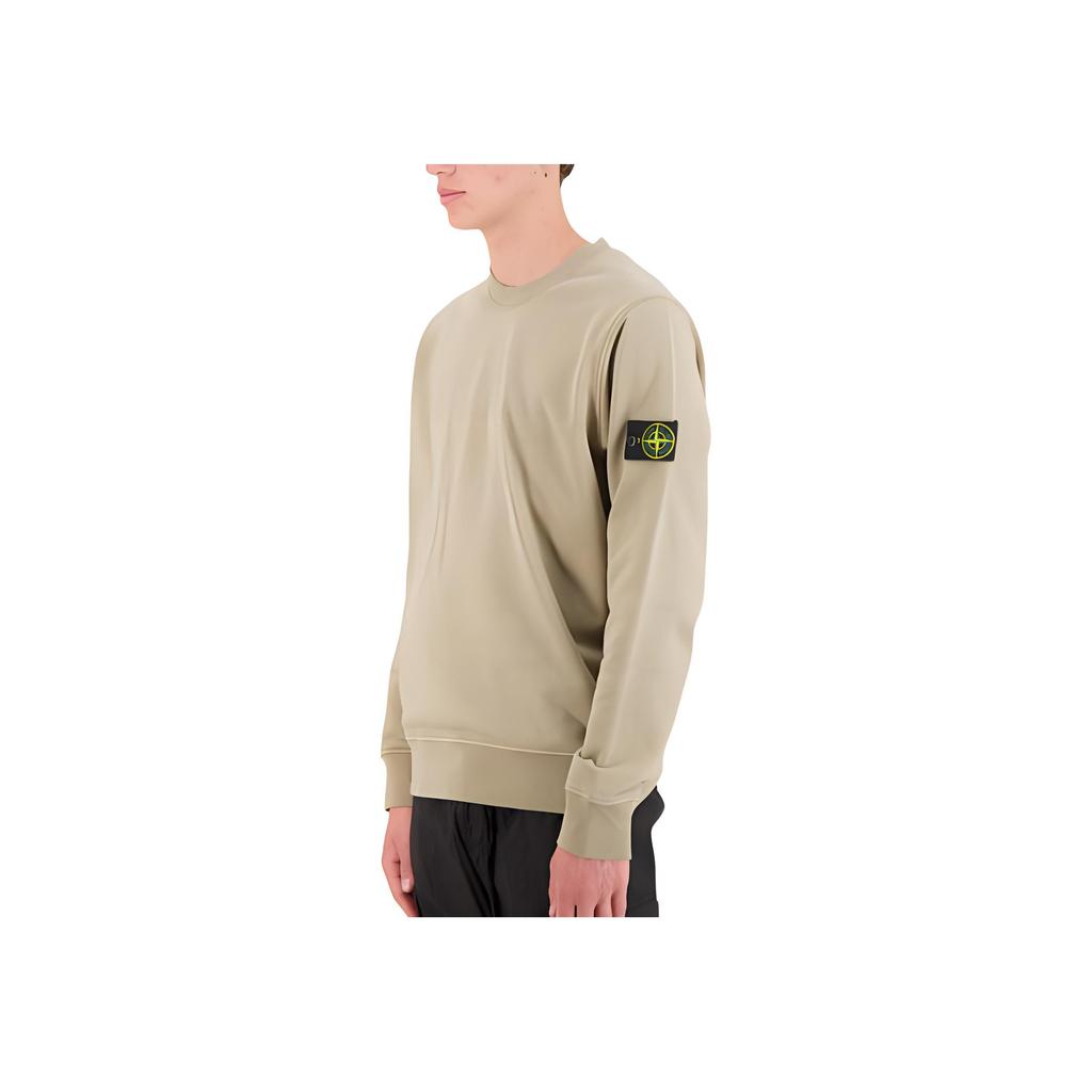 Stone Island FW24 Ribbed Cuff Casual Crew Neck Logo Sweatshirt Men sweatshirt Khaki 811563051-V0094
