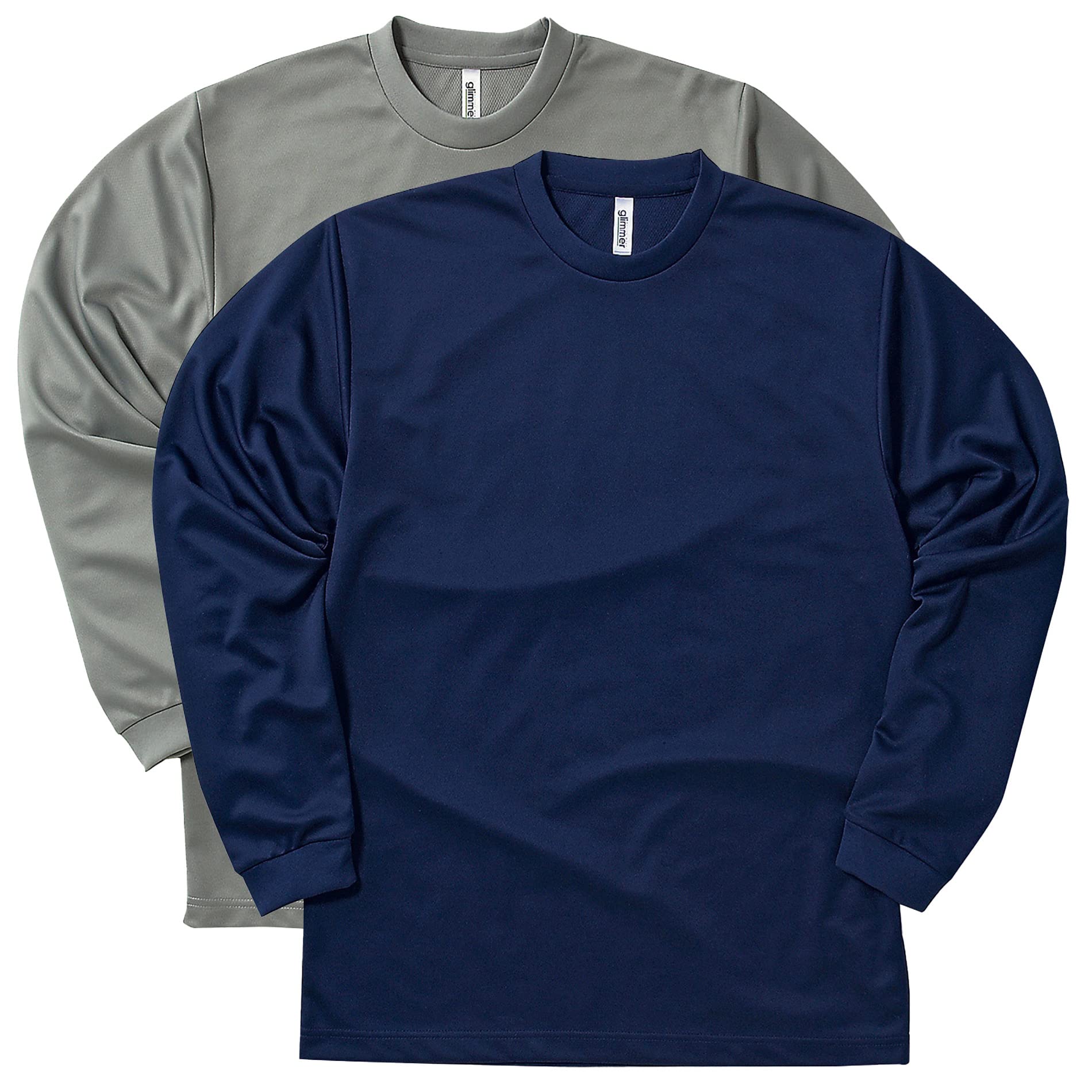 

Dry Long with Ribbed Sweat Quick UV Set of L [Glimmer] T-Shirt Sleeves, Mesh, Absorbent, Drying, Protection, 2, Gray/Navy,