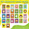 Alphabet Flash Cards,Giant Abc Animal Flash Cards For Toddler 3-5,26 Lowercase And Uppercase Letter Cards