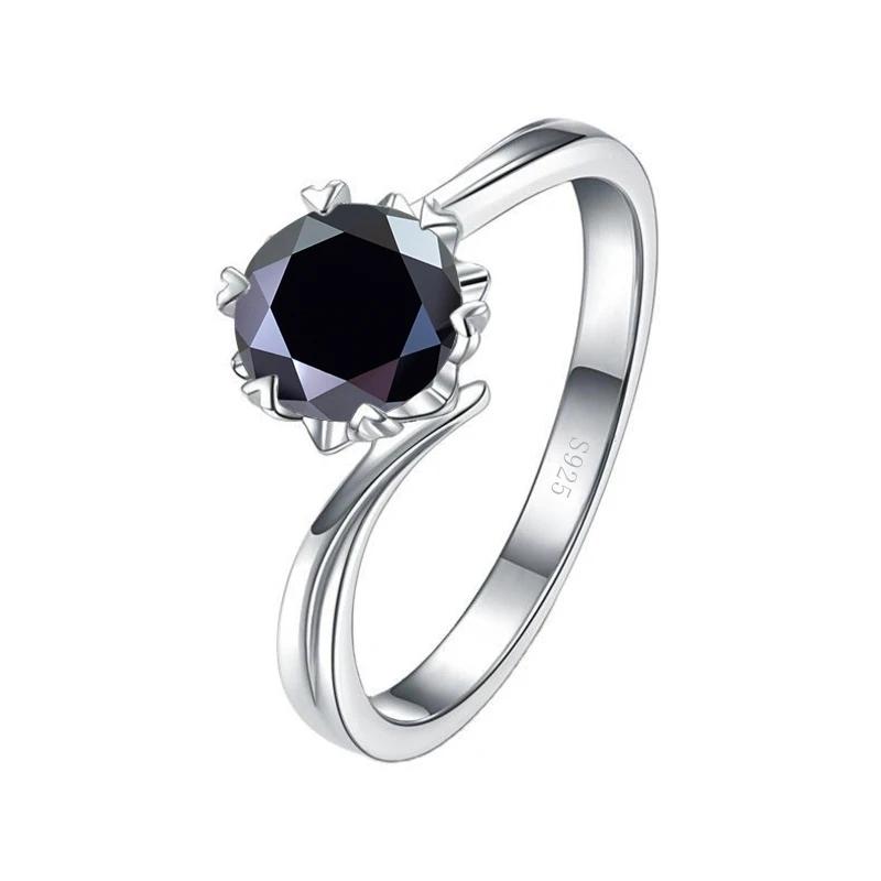 Bague Ringen S925 Set With D Color Moissanite Classic Six Claws One Carat Snowflake Women's 18-karat Gold Plated Ring