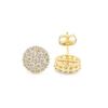 Pendientes redondos de botón con diseño floral Meier - personalizados, con micro-pavé completo de circonita cúbica de diamante, pendientes de moda para mujer