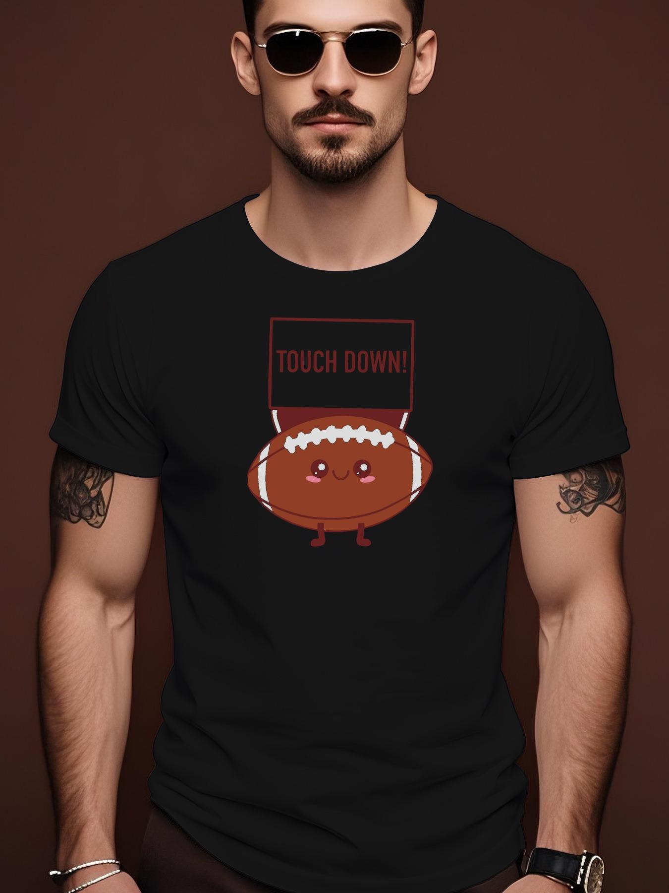 Cotton Crew Neck Tshirt with  TOUCH   Graphic - Brown XL