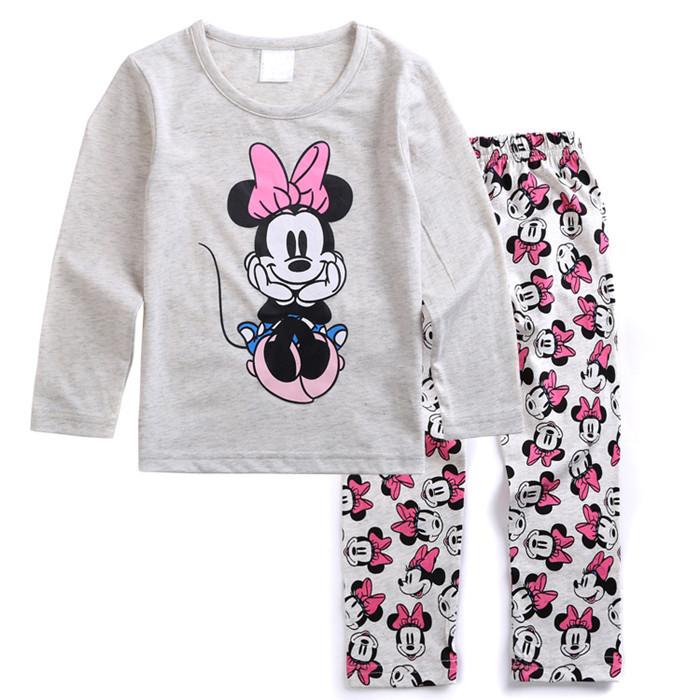 Mickey Minnie Mouse Girls Pajama Set With Cotton Fabric And Warmth For Sleepwear Comfort