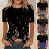 Women's Fashion Casual Comfortable Printed O-Neck Short Sleeve Top Blouse