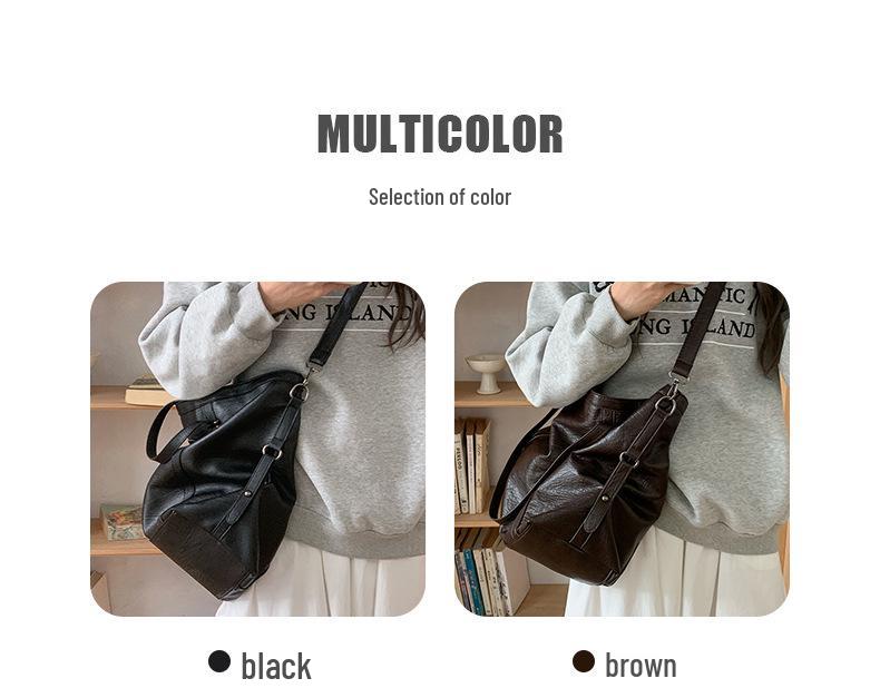 Damska Retro Torba Tote z Miękkiej Skóry - Duża Pojemność, Prosta i Wszechstronna Torba na Ramię