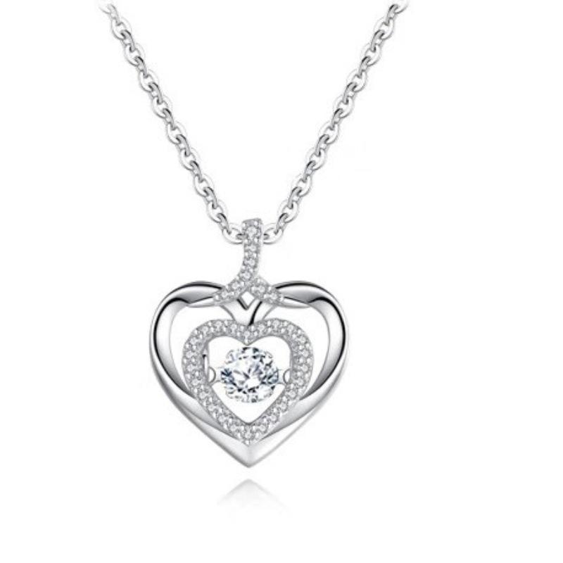 Summer New Silver Jewelry Sweetheart Smart Blue Diamond Pendant S925 Sterling Silver Love Necklace Women 925 silver