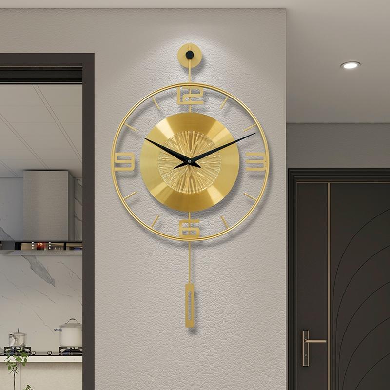 Luxury Metal Swinging Wall Clock Minimalist Living Room Clock Mural Watch Restaurant Mute Number Quartz Clock Room Decoration