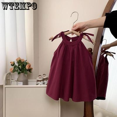 Sommerkleid für Mädchen Camisole Prinzessinnenkleid Sommerkleid für Babys Koreanisches einfarbiges Plisseekleid