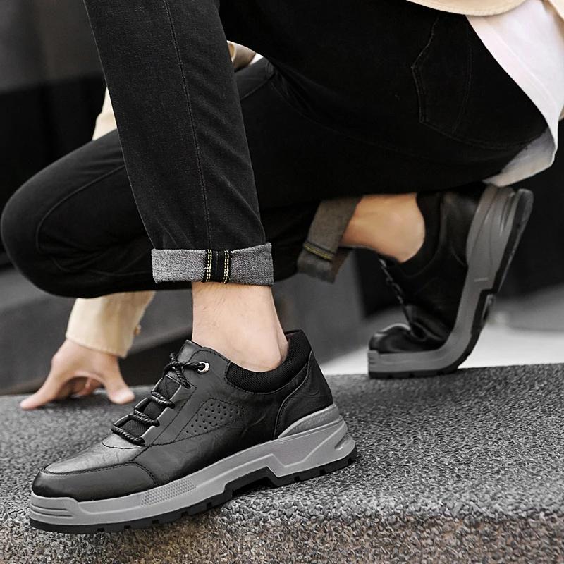 Men Genuine Leather shoes Cowhide men's shoes large size 48 49 Thick Sole Business Casual Male Shoes 2025 New