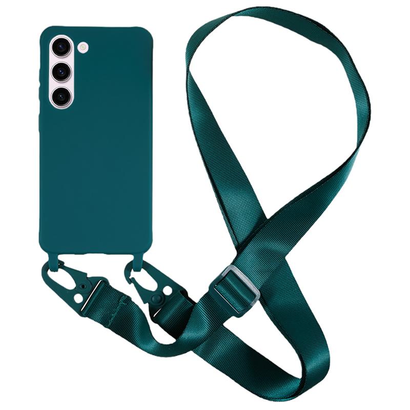 For Samsung Galaxy S23 Matte Soft TPU Case Anti-drop Phone Cover with Wide Lanyard