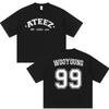 Koreanische Ateez Wooyoung Tour 2026 Druck T-Shirt Herrenbekleidung Mode Übergroße Baumwoll-T-Shirts Unisex Hip Hop Kpop Lockeres T-Shirt