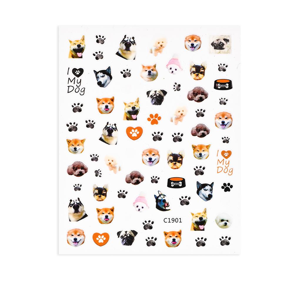 Cute Cartoon Pet Manicure Sticker Cute Husky Cute Corgi Sweet Cat Nail Decorative Sticker