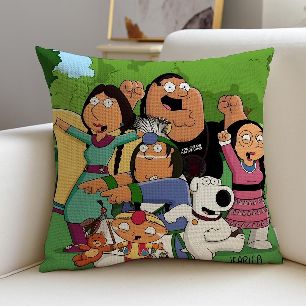 Witty FFamily GuyS Cushion Cover Breathable and skinfriendly linen pillowcase square removable and washable cushion