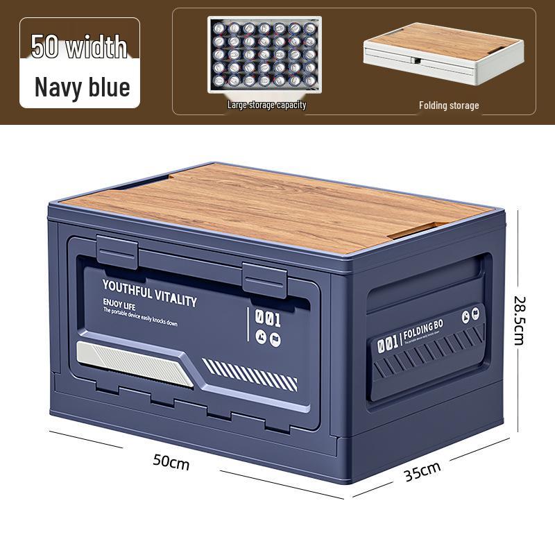 Extra Large Outdoor Storage Box: Side-Opening, Wood Lid, Foldable Camping & Car Trunk Organizer
