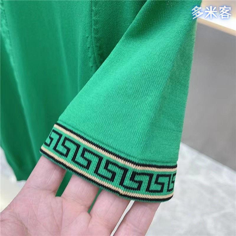 New Summer Men's Ice Silk Short-sleeved T-shirt Casual Trendy Brand Thin Breathable Round Neck Embroidered Knitted T-shirt