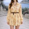 Europe and the United States 2026 summer new short skirt, fashionable temperament thin printing v-neck French dress