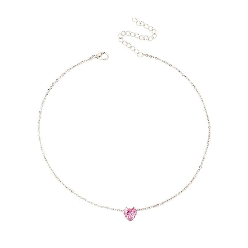 1pcs Heart Necklace For Women Colorful Zirconia Copper Claw Necklace Fashion Trendy Holiday Gift