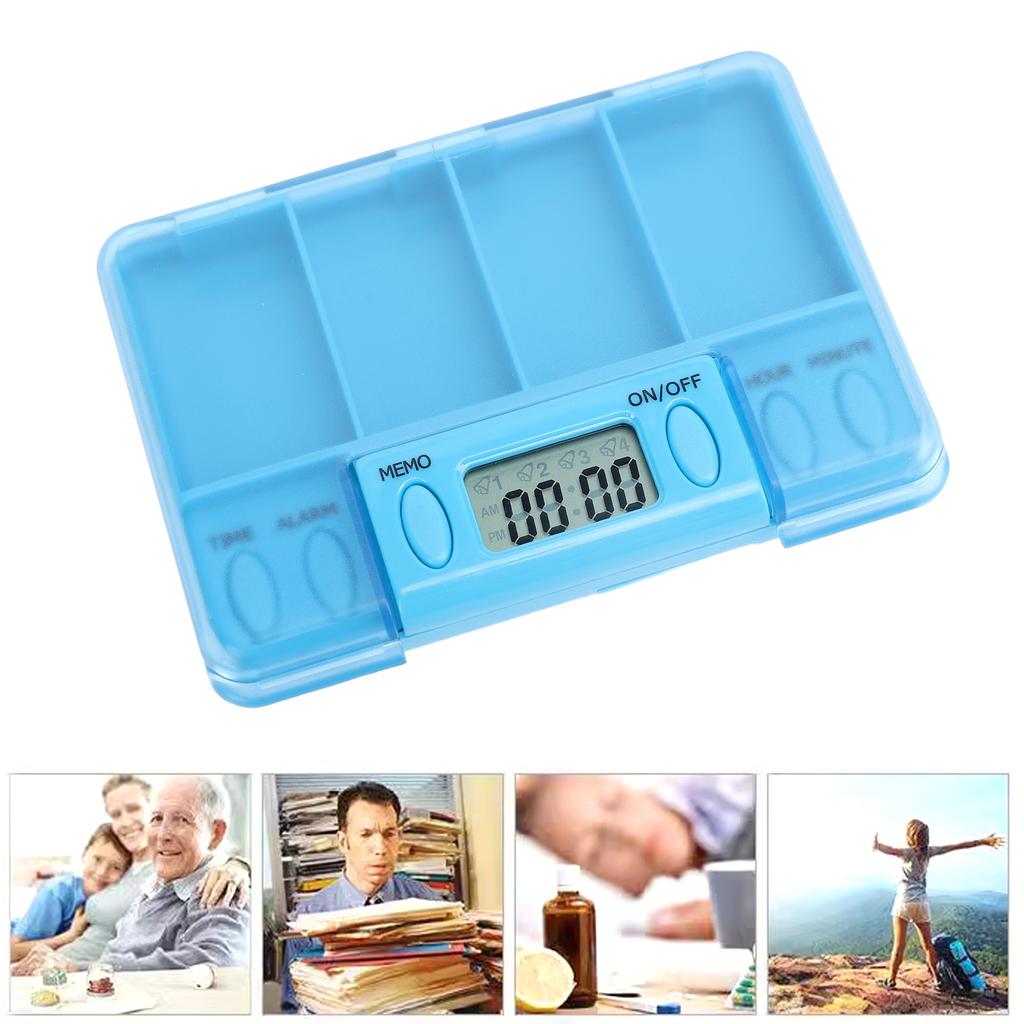 Portable Smart Medication Reminder Box Electronic Medicine Dispenser Digital Medicine Storage Case with Multiple Compartments for Home Travel