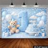 2D Teddy Bear 1st Birthday Backdrop for Newborn Photography