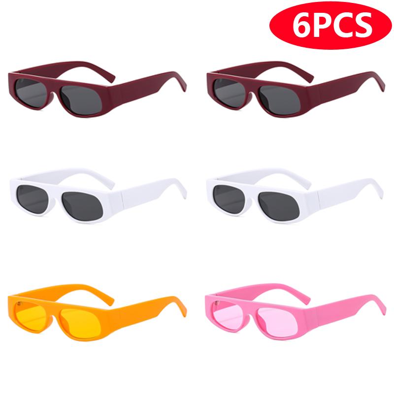 6pcs Sets Cat Eye Brand Sunglasses Women Luxury Designer Minimalist Leopard Pattern Retro Eyeglasses UV400