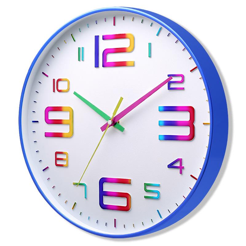 12 Zoll 30CM Leise Wanduhr, Kreativ und Modisch, Kinderzimmer Wohnzimmer Dreidimensionale Digitale Minimalistische Uhr