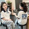 Korean Academy Style Girls' Cotton Polo Shirt - Summer Trendy Patchwork Lapel Short Sleeve Tee