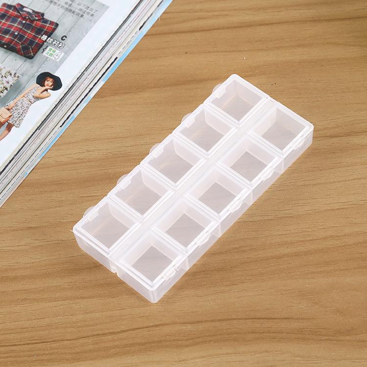 Small Double-row 10-grid Manicure Phone Case with Diamond and Independent Lid Storage Box