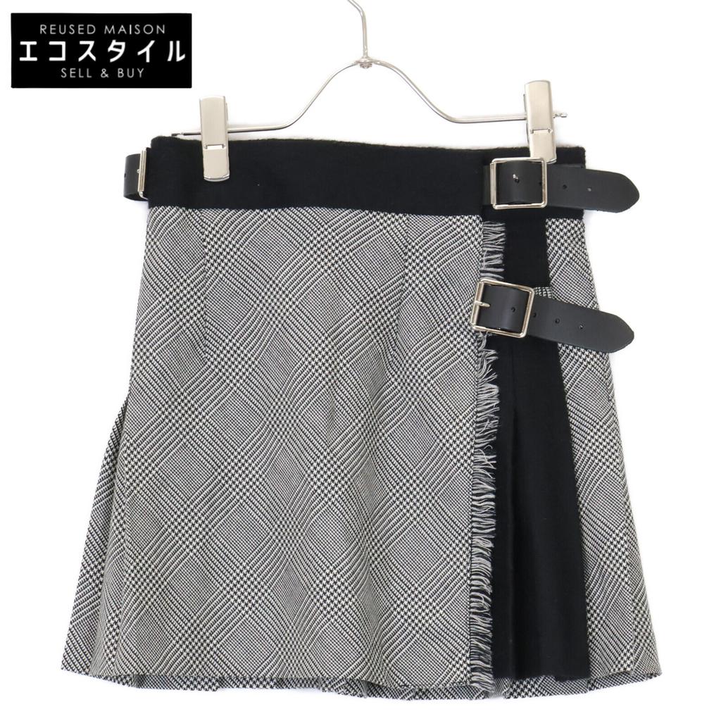 O’Neil of Dublin B12738W Grey Wool Glen Check Belt Mini Skirt Skirt 36 grayUsed